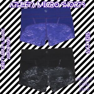 Athleta Purple & Black Athletic Booty Shorts Micro Inseam XXS Roller Derby Dance